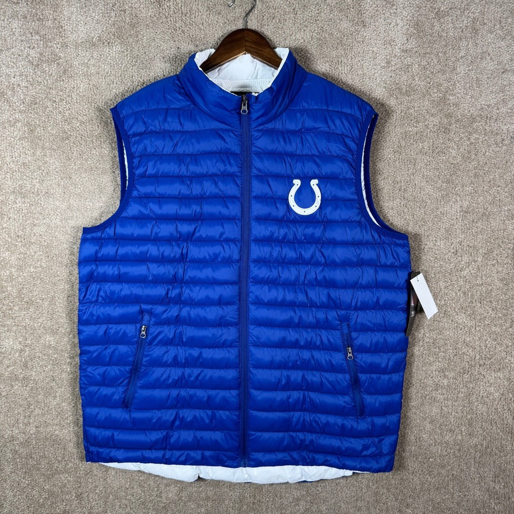 NFL Team Apparel Indianapolis Colts Puffer Vest Mens XL Blue Quilted LAU00121